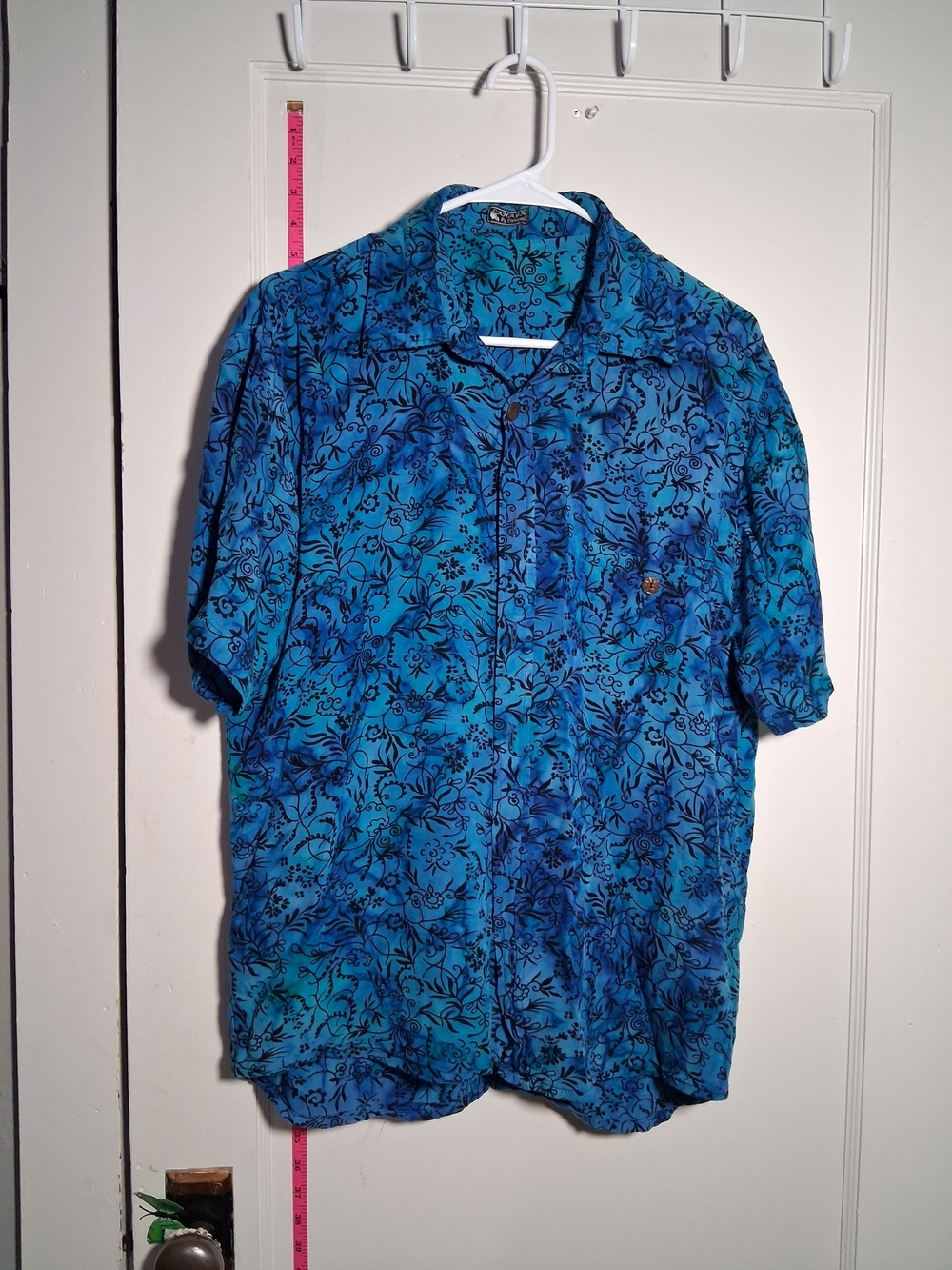Men's Blue Floral Short-Sleeve Shirt M